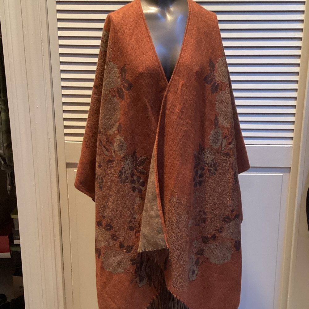 Rust Floral Women's Shawl